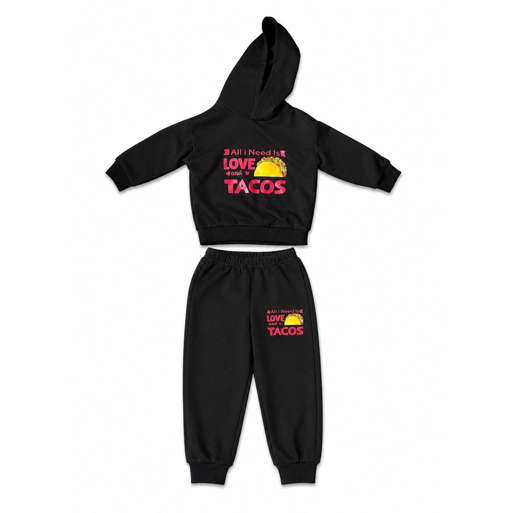 Boutique Baby/Toddler 2-Piece Hoodie Jogger Set – “All I Need Is Love and Tacos”